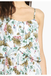 Tropical Print Romper-Cream - Black Petunia Ct