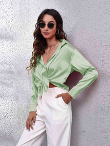 Luciana Collared Neck Buttoned Long Sleeve Shirt