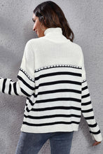 Nyla Striped Turtleneck Drop Shoulder Sweater