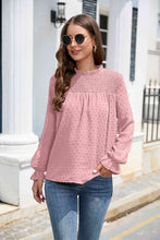 Stasia Smocked Mock Neck Swiss Dot Top