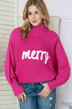 Merry Embroidered High Neck Christmas Sweater