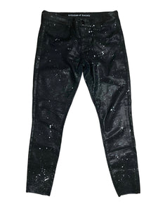 Leather Paint Splatter Reworked Denim - Black Petunia Ct