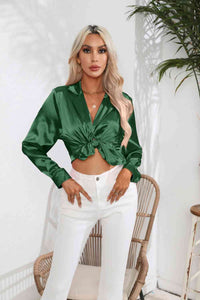 Lucia Lapel Collar Button Up Long Sleeve Shirt