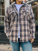 Avena Plaid Button Up Oversized Hooded Jacket