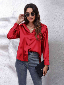 Luciana Collared Neck Buttoned Long Sleeve Shirt