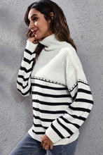 Nyla Striped Turtleneck Drop Shoulder Sweater