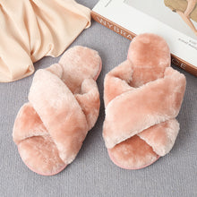 Journee Faux Fur Crisscross Strap Slippers