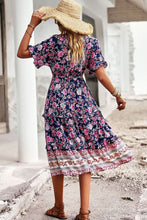 Drawstring V-Neck Short Sleeve Midi Dress