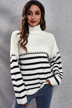 Nyla Striped Turtleneck Drop Shoulder Sweater