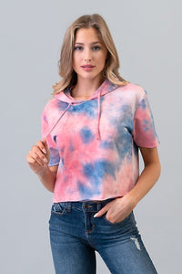 Tie Dye Cropped Hoodie - Black Petunia Ct
