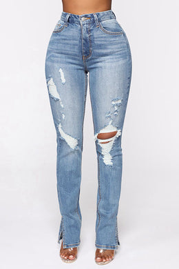 Catalina Distressed Slit Jeans
