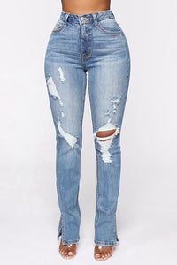 Catalina Distressed Slit Jeans