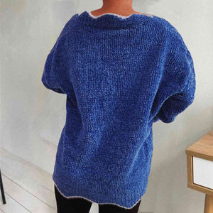 Zeta V-Neck Drop Shoulder Long Sleeve Sweater