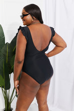 Seashell Ruffle Black One-Piece