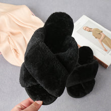 Journee Faux Fur Crisscross Strap Slippers