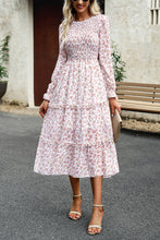 Arabella Smocked Flounce Sleeve Midi Dress