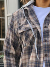 Avena Plaid Button Up Oversized Hooded Jacket