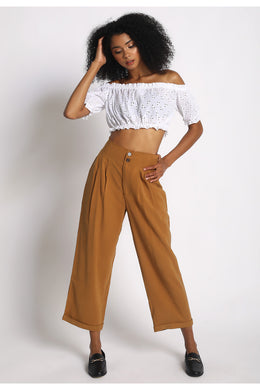 High Waisted Raw Edge Trouser - Black Petunia Ct