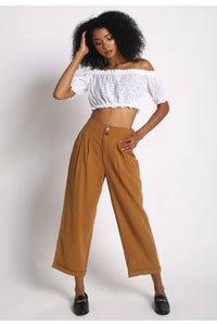 High Waisted Raw Edge Trouser - Black Petunia Ct