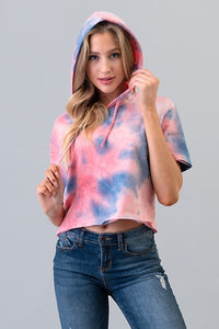 Tie Dye Cropped Hoodie - Black Petunia Ct