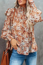 Emma Floral Smocked Lantern Sleeve Ruffled Blouse