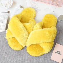Journee Faux Fur Crisscross Strap Slippers