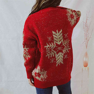 Dulce Snowflake Pattern Long Sleeve Sweater