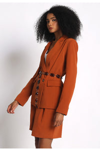 Rust Double Breast Gabardine Blazer - Black Petunia Ct