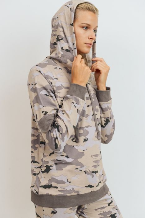Pastel Camo Pullover Hoodie - Black Petunia Ct