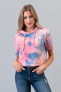 Tie Dye Cropped Hoodie - Black Petunia Ct