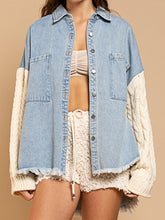 Aspen Cable-Knit Raw Hem Denim Jacket
