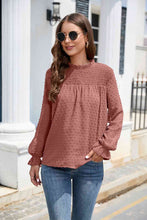 Stasia Smocked Mock Neck Swiss Dot Top