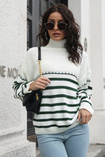 Nyla Striped Turtleneck Drop Shoulder Sweater
