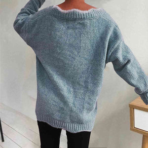 Zeta V-Neck Drop Shoulder Long Sleeve Sweater