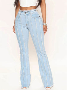 Nova Striped Raw Hem Jeans
