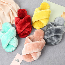 Journee Faux Fur Crisscross Strap Slippers