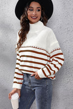 Nyla Striped Turtleneck Drop Shoulder Sweater