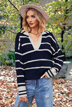 Micola Striped Collared Long Sleeve Sweater