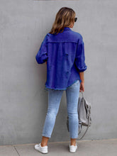 Camille Distressed Drop Shoulder Denim Jacket