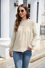 Stasia Smocked Mock Neck Swiss Dot Top