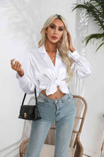 Lucia Lapel Collar Button Up Long Sleeve Shirt