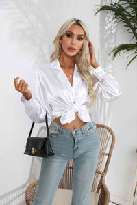 Lucia Lapel Collar Button Up Long Sleeve Shirt