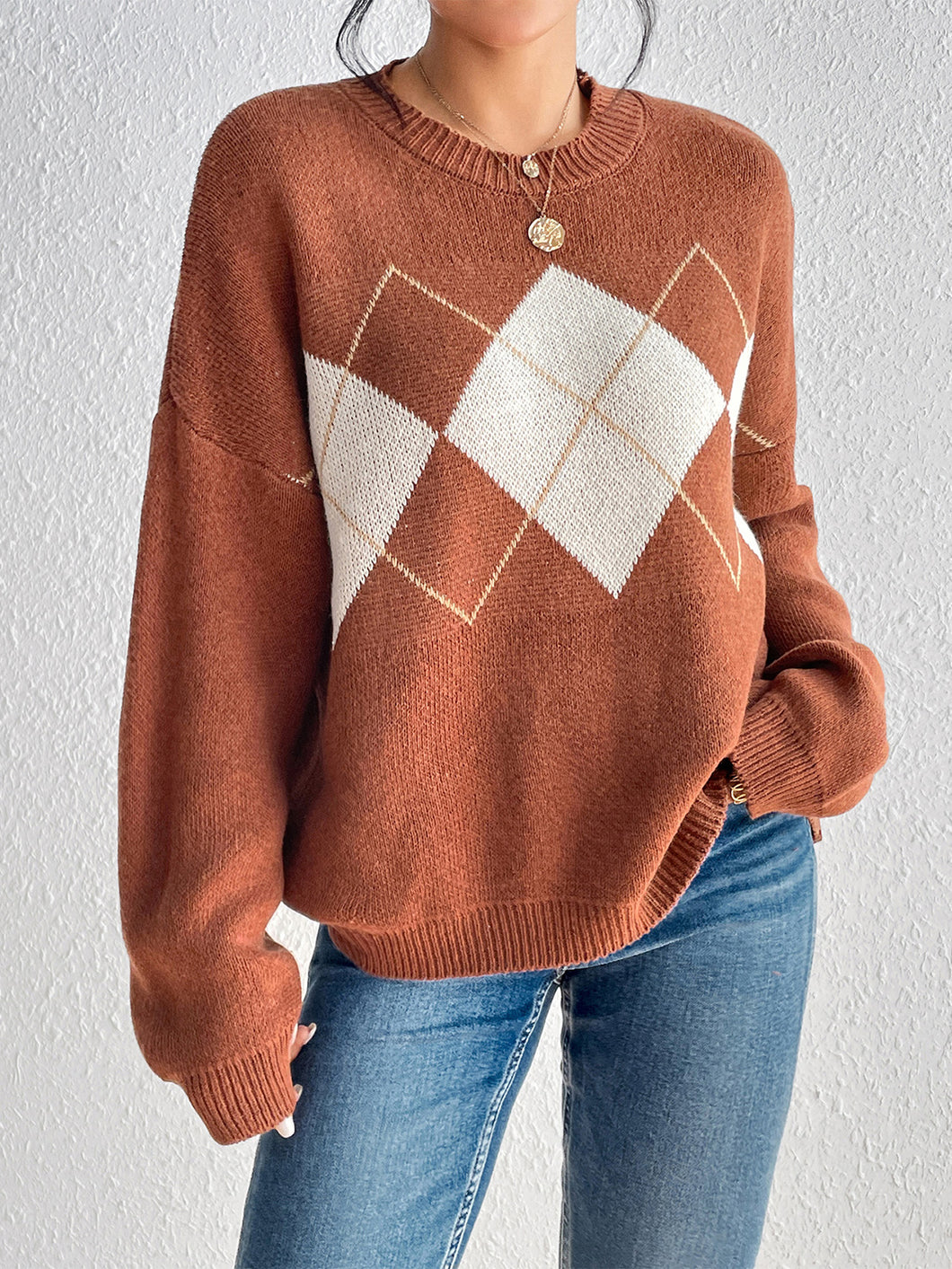 Eleanor Geometric Dropped Shoulder Sweater