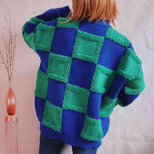 Pia Checkered Round Neck Long Sleeve Sweater