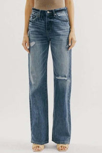 Julieta Buttoned Distressed Washed Jeans