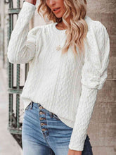 Delfina Round Neck Puff Sleeve Knit Top