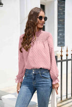 Stasia Smocked Mock Neck Swiss Dot Top