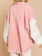 Aspen Cable-Knit Raw Hem Denim Jacket