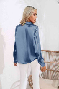 Lucia Lapel Collar Button Up Long Sleeve Shirt