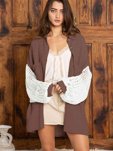 Teresa Openwork Collared Neck Button Front Shirt
